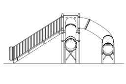 Double Flume Drop Slide Pool Slide Model 5019 plan view