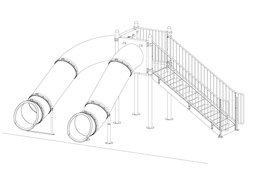 Double Flume Pool Slide Model 9116 plan view