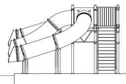 Triple Flume Drop Slide Pool Slide Model 5023 plan view