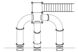 Triple Flume Drop Slide Pool Slide Model 5023 plan view