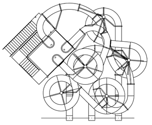 Triple Flume Water Slide Model 1644 plan view