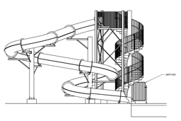 Closed Flume Fiberglass Water Slide Model 1925 plan view