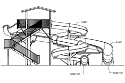 Double Fiberglass Flume Water Slide Model 1928 plan view