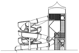 Combination Triple Flume Water Slide Model 1933 plan view