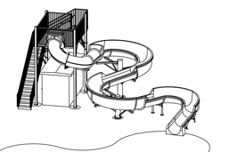 Fiberglass Flume Water Slide Model 1954 plan view