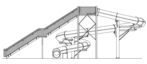 Closed Flume Fiberglass Water Slide Model 2046 plan view