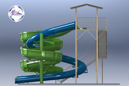 Combination Flume Water Slide Model 1865 3D