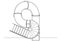 Closed Fiberglass Flume Water Slide Model 1663-32 plan view