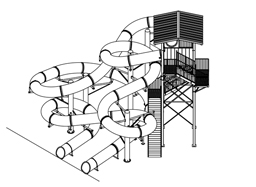 Double Polyethylene Flume Water Slide Model 1641 plan view