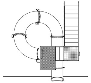 Polyethylene Flume Water Slide Model 1663 3D plan view